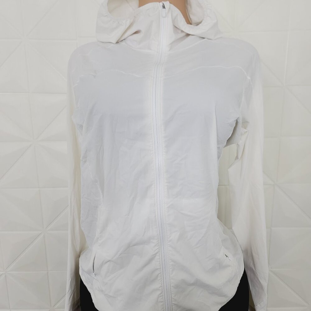 Lululemon Women's White Goal Smasher Slim Hooded Run Performance Jacket Sz 10 - Picture 4 of 10
